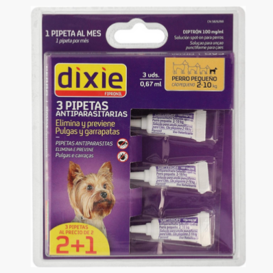 DIXIE CHIEN Fipronil Petit chien 3 Pipettes