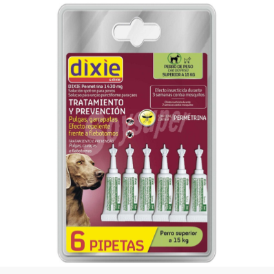 DIXIE CHIEN Permethrine Grand Chien 6 Pipettes X 2ML