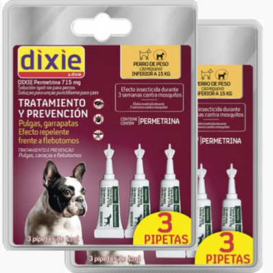 DIXIE CHIEN Permethrine Petit Chien 6 Pipettes X 1ML